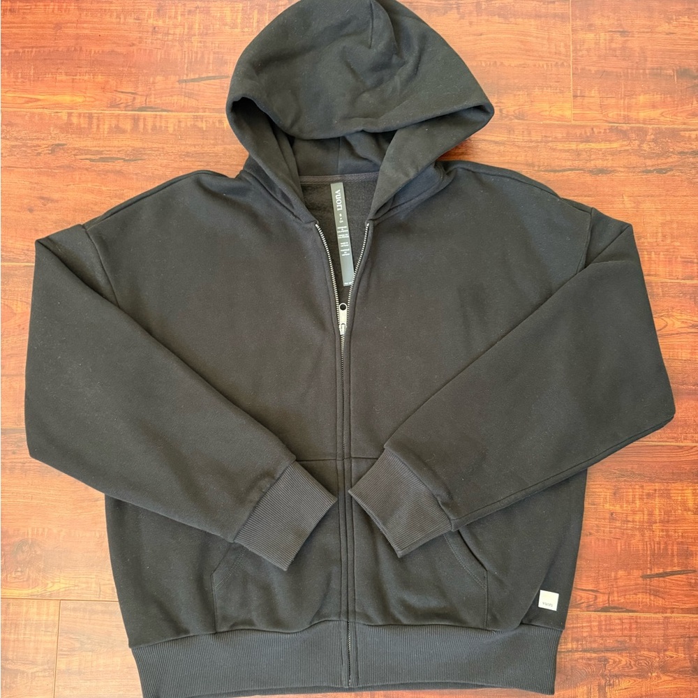 vuori restore full zip hoodie black